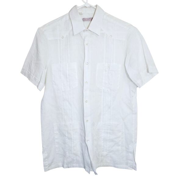 Vintage Oscar de la Renta Men's Button-down Shirt M Cuban Summer Casual White - Picture 1 of 9